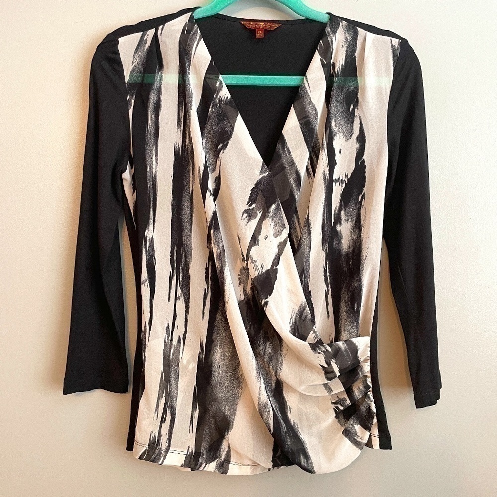 EUC 7 For All Mankind Faux Wrap Paint Swipe Top Size XS